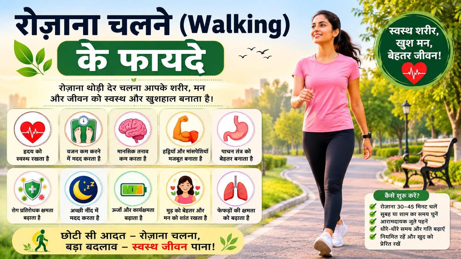 रोज़ाना चलने (Walking) के फायदे