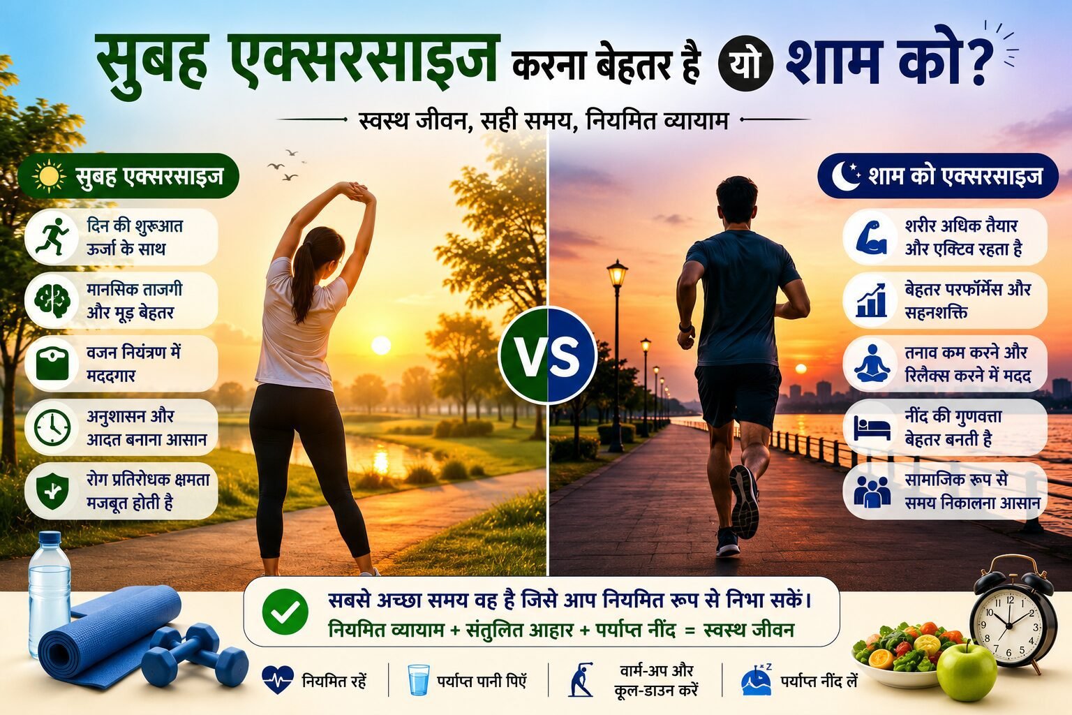 सुबह एक्सरसाइज करना बेहतर है या शाम को?
