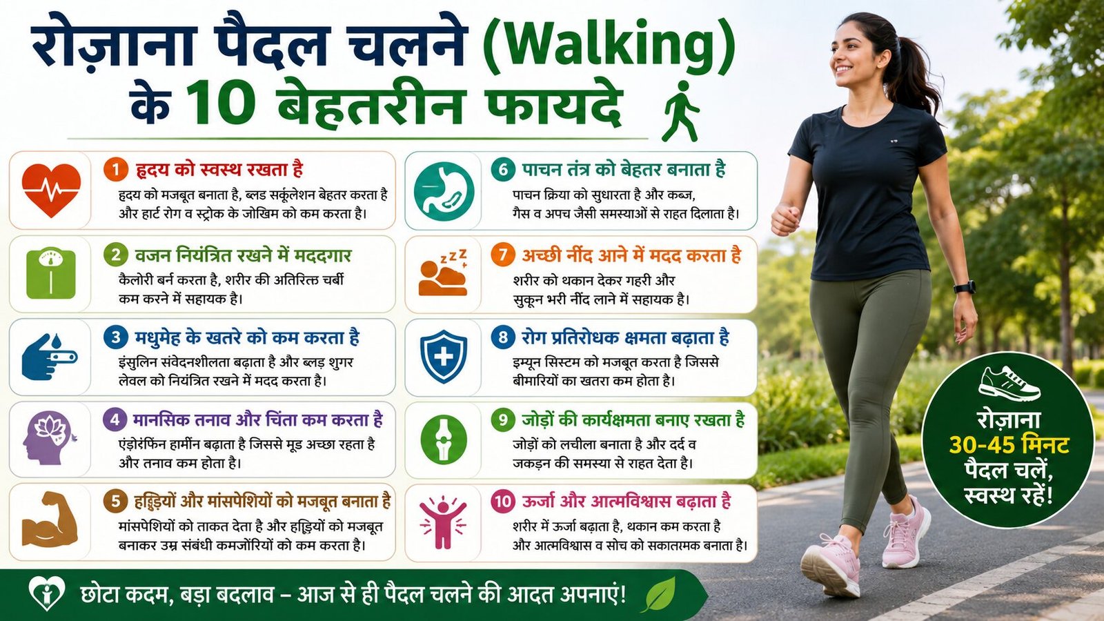 रोज़ाना पैदल चलने (Walking) के 10 बेहतरीन फायदे
