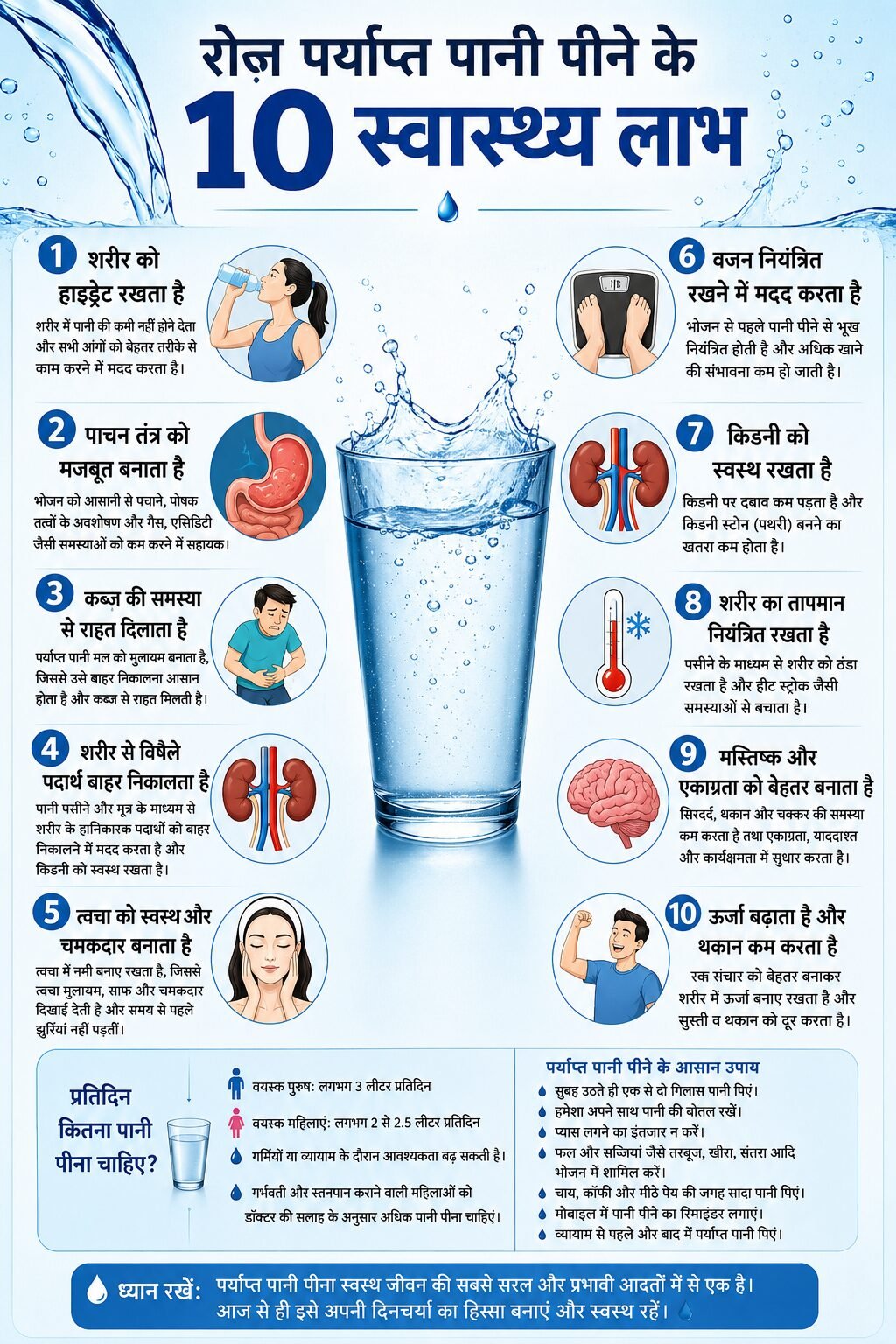 रोज़ पर्याप्त पानी पीने के 10 स्वास्थ्य लाभ