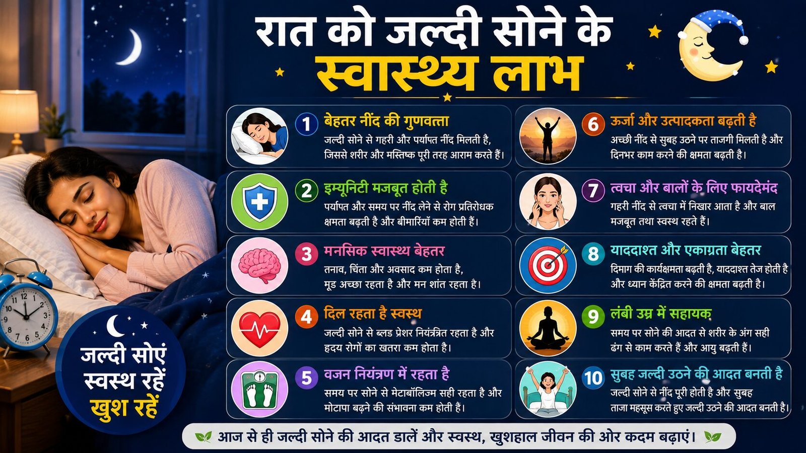 रात को जल्दी सोने के स्वास्थ्य लाभ