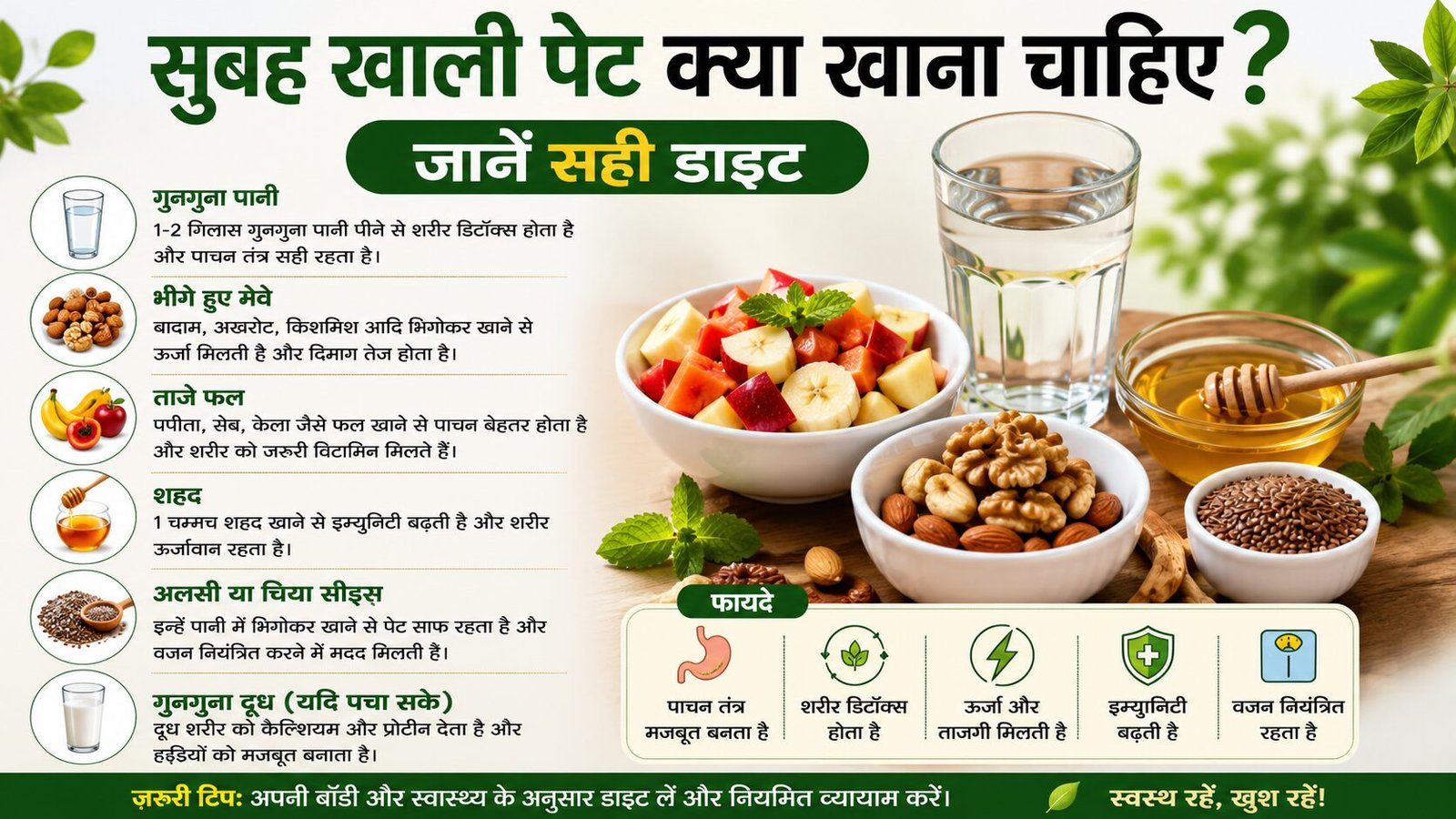 सुबह खाली पेट क्या खाना चाहिए? जानें सही डाइट