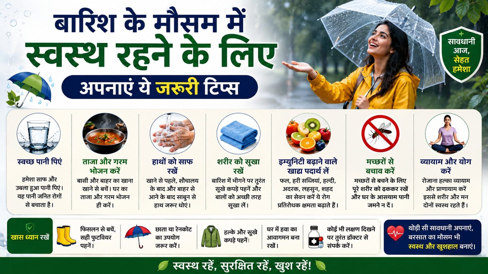 बारिश के मौसम में स्वस्थ रहने के लिए अपनाएं ये जरूरी टिप्स