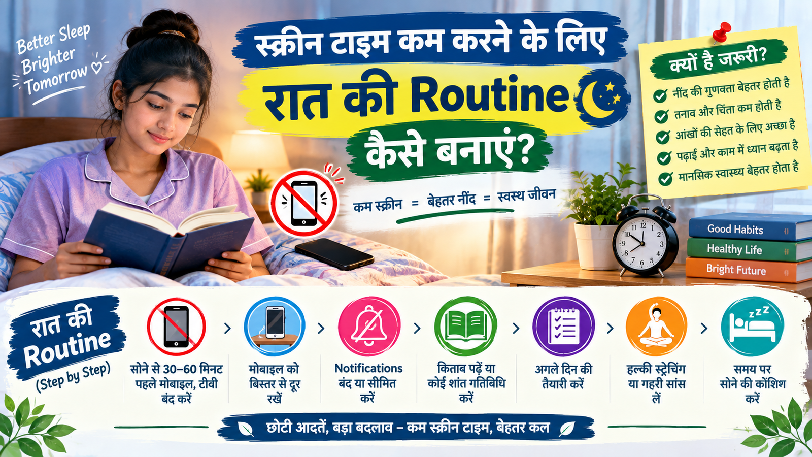 स्क्रीन टाइम कम करने के लिए रात की Routine कैसे बनाएं?