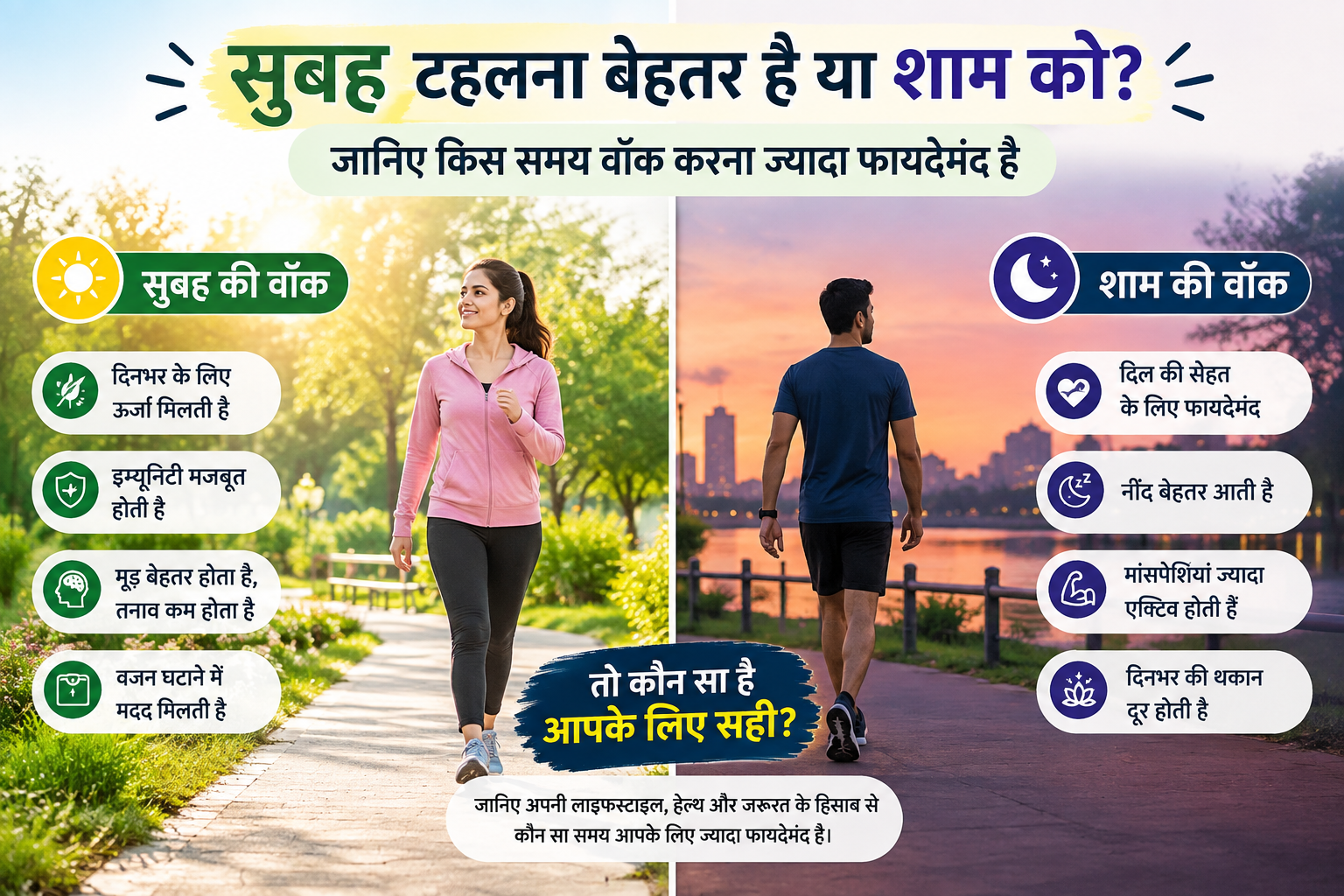 सुबह टहलना बेहतर है या शाम को? जानिए किस समय वॉक करना ज्यादा फायदेमंद है