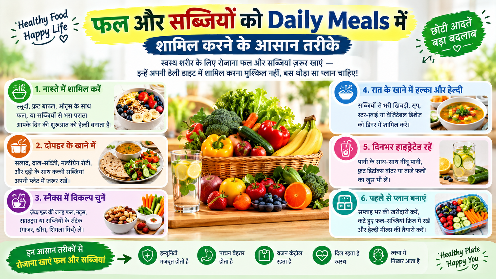 फल और सब्जियों को Daily Meals में शामिल करने के आसान तरीके