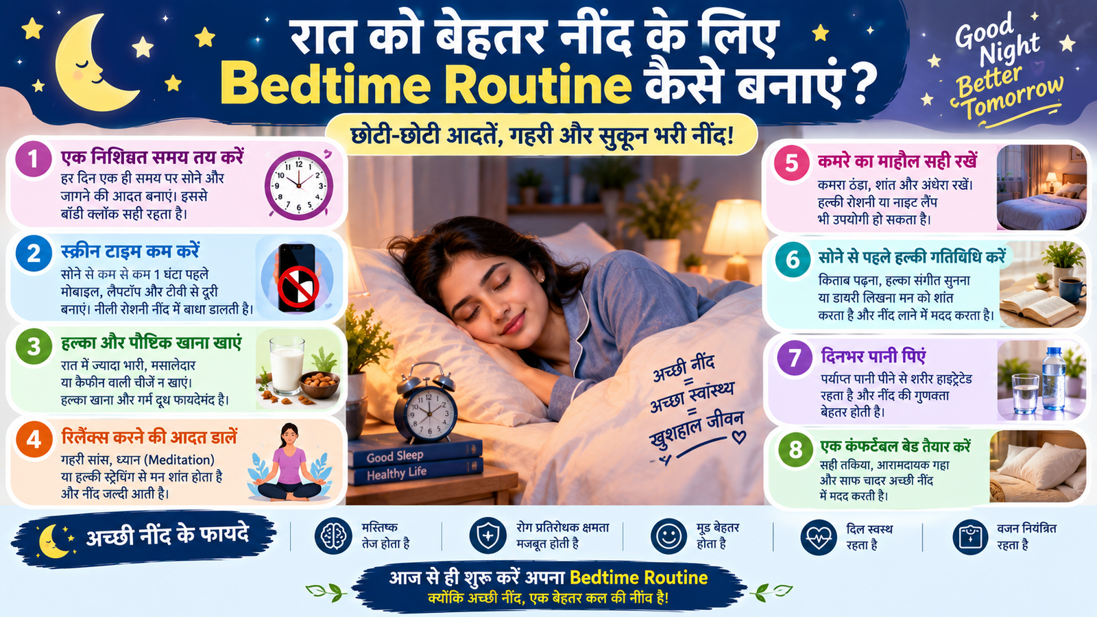 रात को बेहतर नींद के लिए bedtime routine कैसे बनाएं?