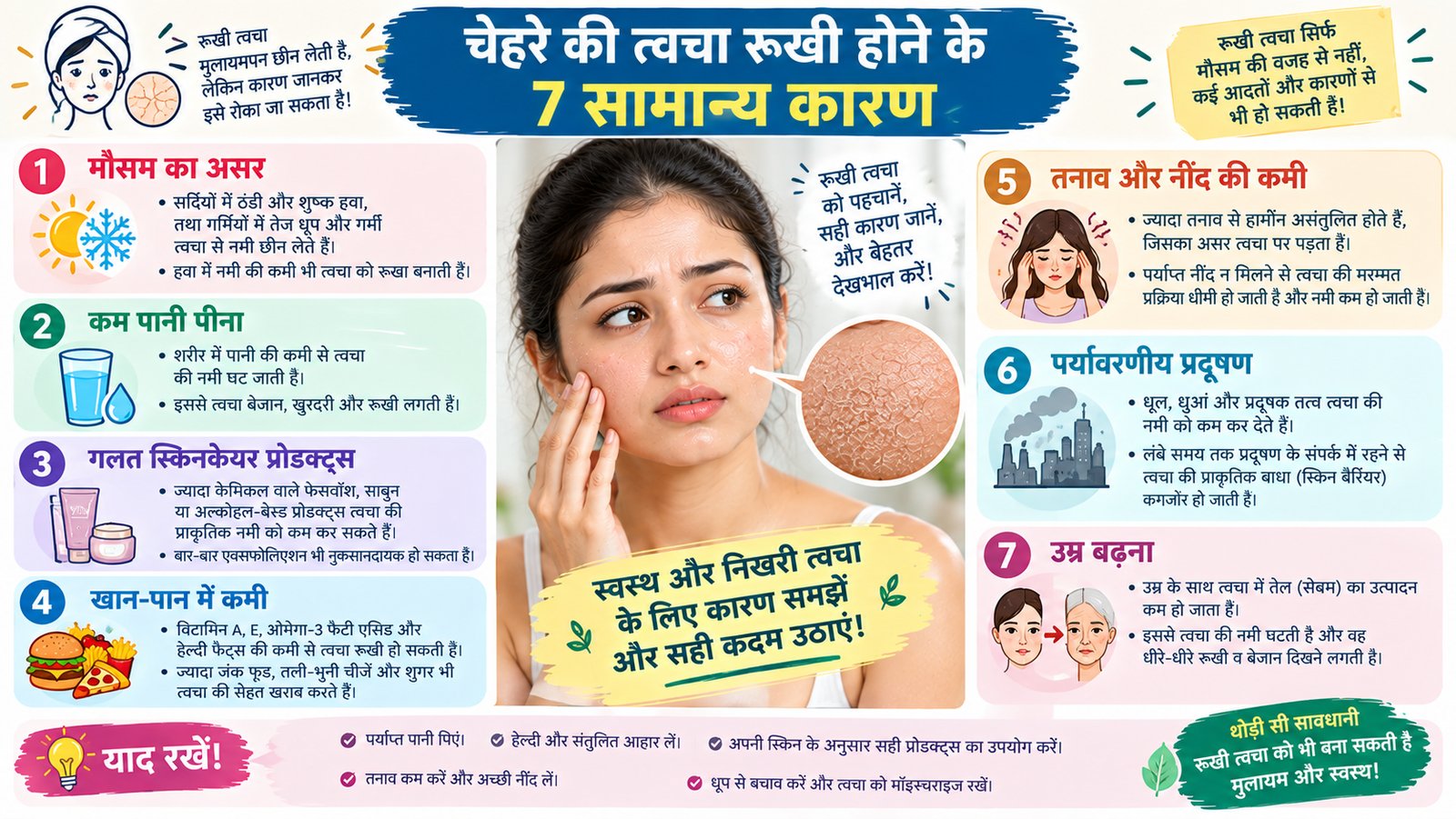 रूखी त्वचा के 7 कारण