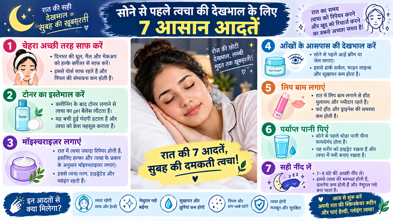 रात की 7 स्किनकेयर आदतें