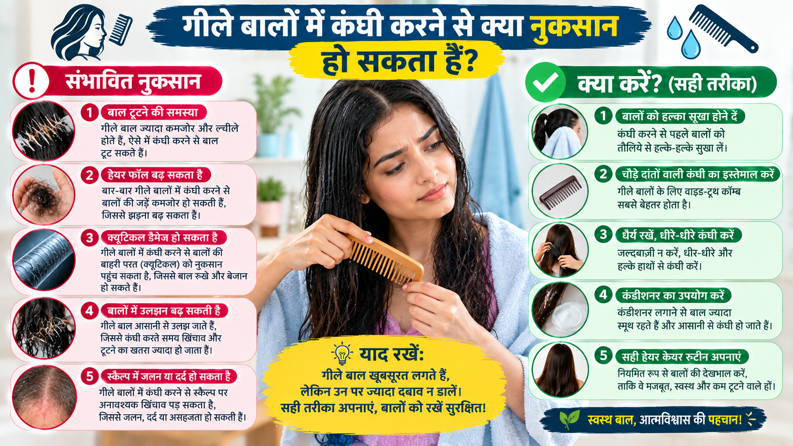 गीले बालों की सुरक्षित देखभाल