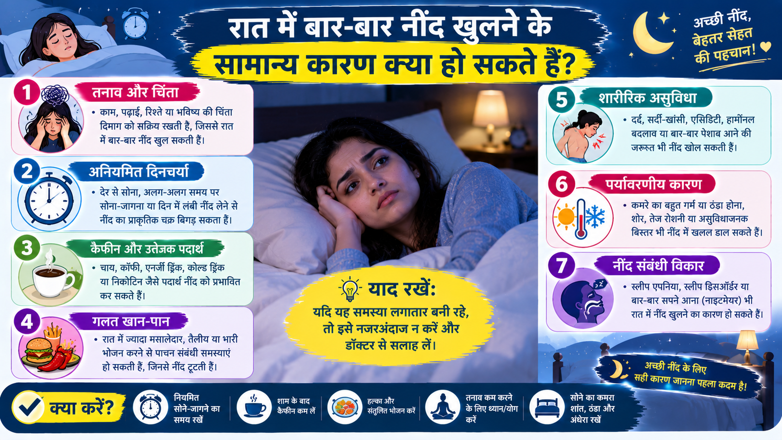 रात में बार-बार नींद खुलने के कारण