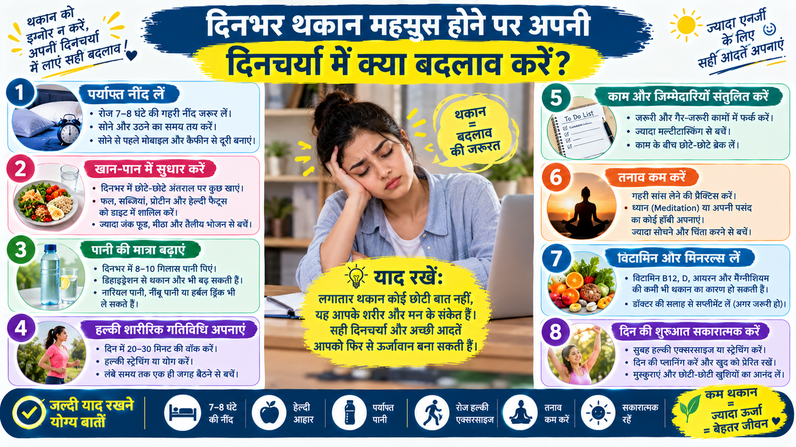 दिनभर की थकान कम करने के आसान उपाय