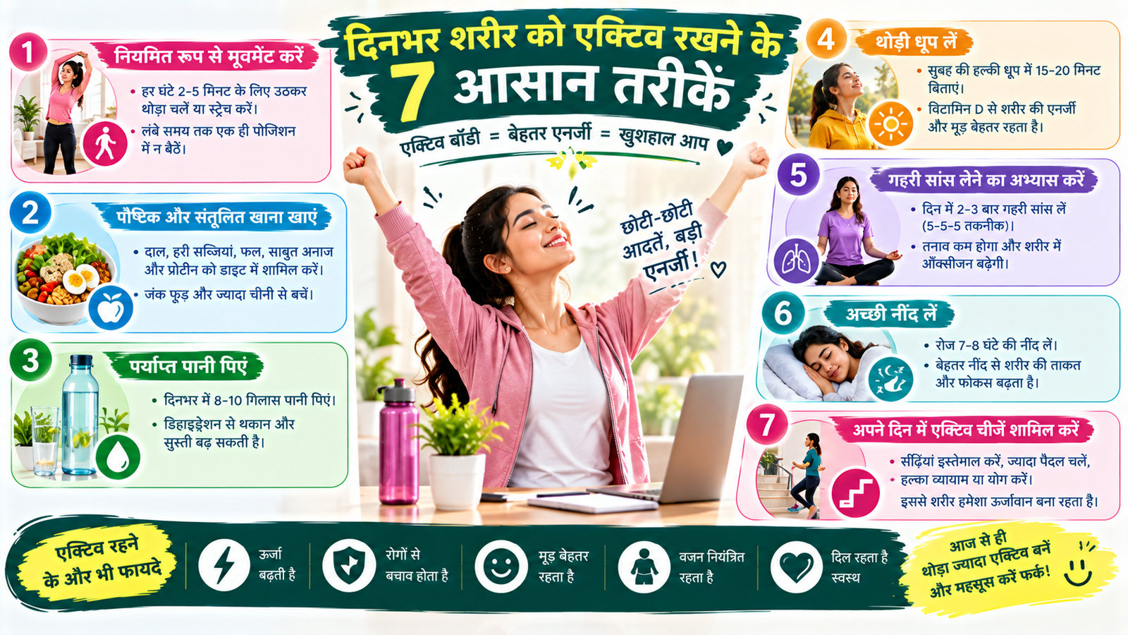 दिनभर एक्टिव रहने के 7 आसान तरीके