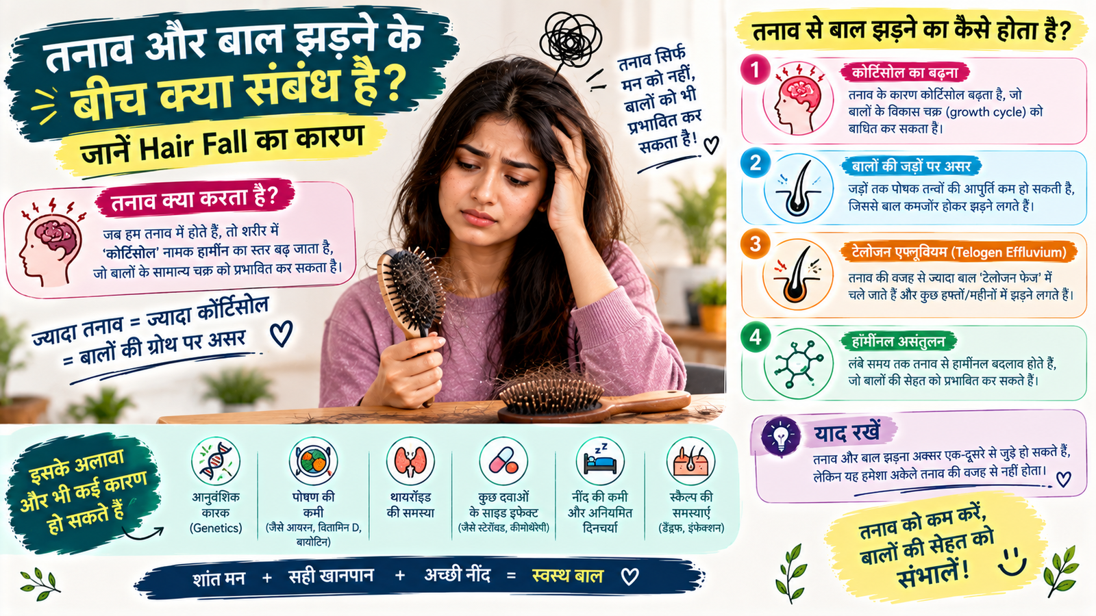तनाव और बाल झड़ने के बीच क्या संबंध है? जानें Hair Fall का कारण