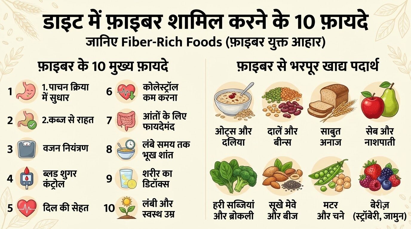 खाने में फाइबर शामिल करने के 10 फायदे – जानिए Fiber Rich Foods